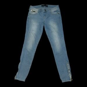 Express Women's Size 2R Blue Stripe Jeans Ankle Legging Stella Low Rise